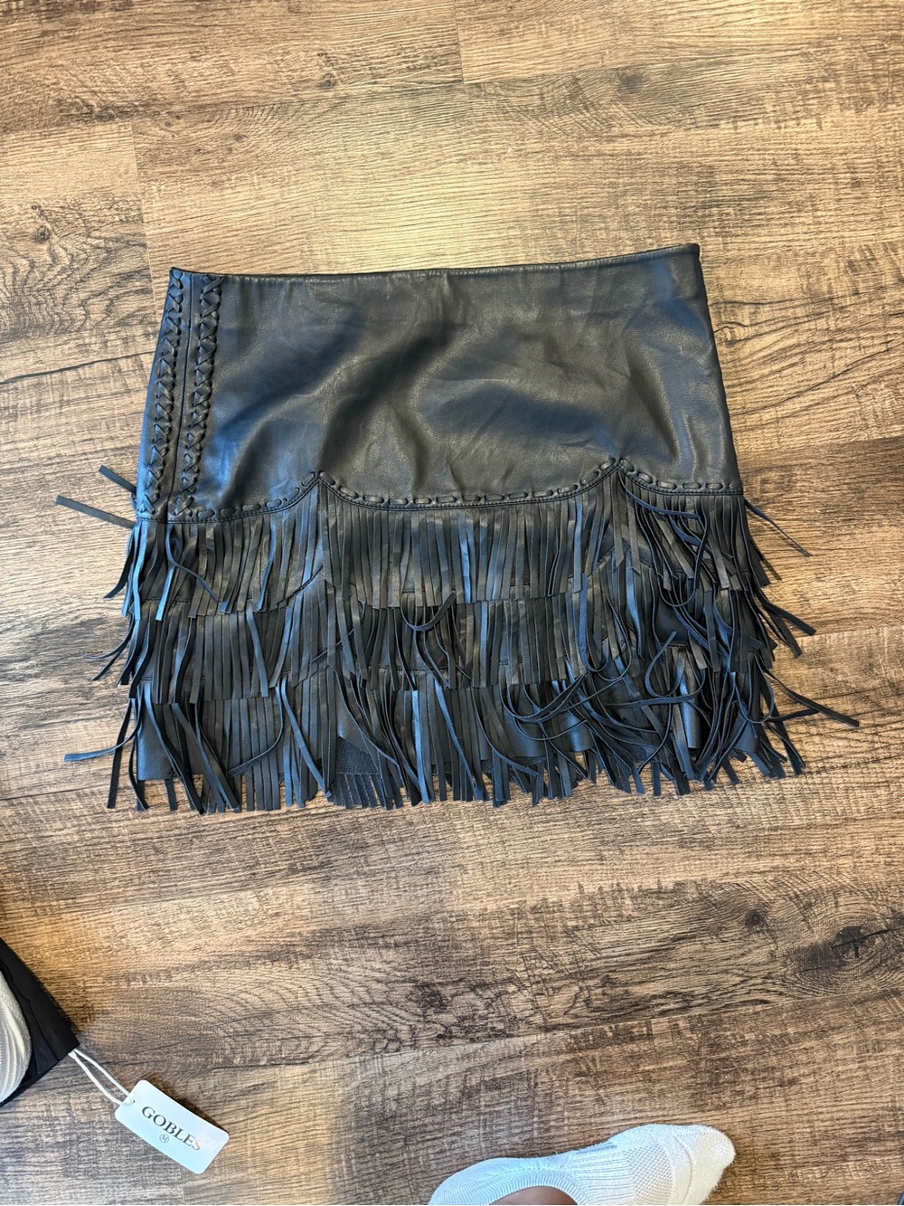 Idyllwind Black Leather Fringe Mini Skirt
